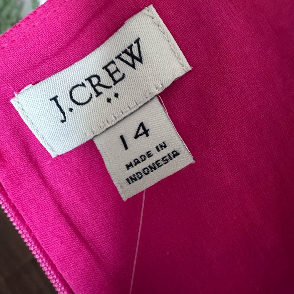 J. Crew Factory Cotton Scalloped Hem/Neckline A-Line Sheath Midi Dress Pink 14 - Picture 8 of 14